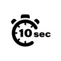 Ten second vector icon. Time left symbol isolated. Stopwatch black sign. Vector EPS 10