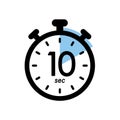 ten seconds stopwatch icon, timer symbol, 10 sec waiting time vector illustration Royalty Free Stock Photo