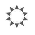 Ten sides pointed star logo grey sun template triangles