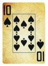 Ten of Diamonds Vintage playing card - isolated on white Royalty Free Stock Photo