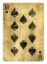 Ten of Spades Vintage playing card Royalty Free Stock Photo