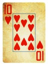 Ten of Spades Vintage playing card - isolated on white Royalty Free Stock Photo