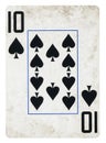 Ten of Spades Vintage playing card - isolated on white Royalty Free Stock Photo