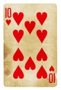 Ten of Spades Vintage playing card - isolated on white Royalty Free Stock Photo