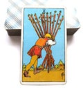 10 Ten of Wands Tarot Card Home-Stretch Nearly There Keep Your Head Down and Keep Going One Final Push Success is almost Yours Royalty Free Stock Photo