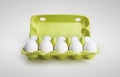 Ten white eggs in a carton box Royalty Free Stock Photo