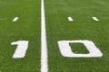 Ten yard lines on an American football field. Royalty Free Stock Photo