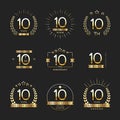 Ten years anniversary celebration logotype. 10th anniversary logo collection. Royalty Free Stock Photo