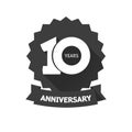 Ten years anniversary sticker vector icon, 10th year birthday label Royalty Free Stock Photo