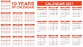 2021-2030 ten years of calendar simple red second edition