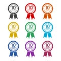 Ten years experience badge isolated on white background, color set Royalty Free Stock Photo