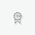 Ten years experience vector icon sticker isolated on gray background Royalty Free Stock Photo