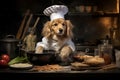 Tenacious Chef dog cooking. Generate Ai