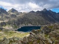 Tende - Panoramic view of glacier lake Lac du Basto in the Mercantour National Park in the Valley of Wonders Royalty Free Stock Photo