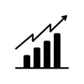 Black solid icon for Tendency, analytics and barchart