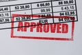 Tender acceptance - approved stamp on financial bill Royalty Free Stock Photo