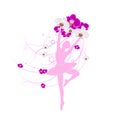 Tender ballerina holding an arrangement of orchid Royalty Free Stock Photo