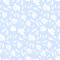 Tender blue pattern with white roses silhouettes