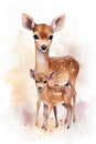 Mother Deer and Her Baby. Generative AI Royalty Free Stock Photo