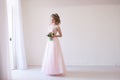 Tender bride in a white room before the wedding Royalty Free Stock Photo