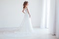 Tender bride in a white room before the wedding Royalty Free Stock Photo