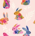 Tender bunnies seamless pattern