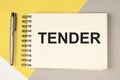 Tender, business offer text on paper document