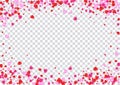 Tender Confetti Background Transparent Vector. Random Frame Heart. Red Cut Texture. Fond Confetti Elegant Backdrop.