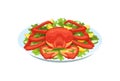 Tender crab meat, lobster, in armor, with greens, vegetables, lemon. Royalty Free Stock Photo