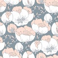 Tender elegant simple rose flower seamless pattern.