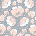 Tender elegant simple rose flower seamless pattern.