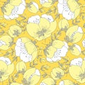 Tender elegant yellow rose flower seamless pattern.