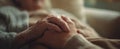 The tender hands of elderly individuals sharing warmth and connection. AI generated image Royalty Free Stock Photo