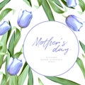 Tender Happy Mother`s Day, March spring greeting card, invite, poster, banner, template design. Editable vector watercolor