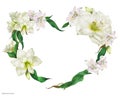 Tender heart shape wreath with white flowers