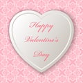 Tender heart with text Happy Valentine`s Day. A seamless pattern