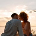 Tender kiss of young caucasian man and passionate girl Royalty Free Stock Photo