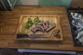 Lamb meet ribs on the cutting board