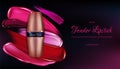 Tender lipstick 3d realistic vector promo banner Royalty Free Stock Photo