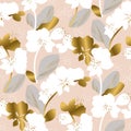 Tender pastel color orchid flower repeatable motif