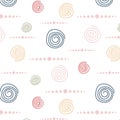 Tender pastel colored abstract elements seamless pattern vector illustration, simple hand drawn trendy style bohemian vintage orna Royalty Free Stock Photo