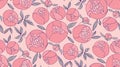 Tender pink round peony flower seamless pattern Royalty Free Stock Photo