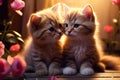 A tender portrayal, two kittens in love, embracing Valentines Day Royalty Free Stock Photo