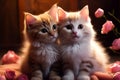 A tender portrayal, two kittens in love, embracing Valentines Day Royalty Free Stock Photo