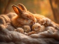 Tender Rabbit Family Resting Royalty Free Stock Photo