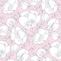 Tender romantic abstract flowers seamless pattern