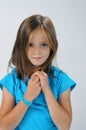 Tender schoolgirl with blue shirt Royalty Free Stock Photo