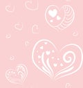 Tender seamless pattern with cartoon hearts