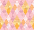 Tender seamless pattern. Elegant patchwork in pink and yellow colors