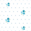 Tender seamless pattern with forget-me-nots and blue dots